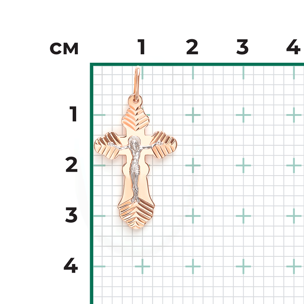 Православный крест из комбинированного золота 03-0456-01-000-1111-01
