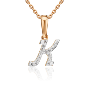Подвеска «Буква К» из красного золота с фианитами 03-0495-К-401-1110-23