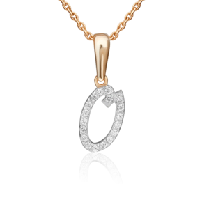 Подвеска «Буква О» из красного золота с фианитами 03-0495-О-401-1110-23