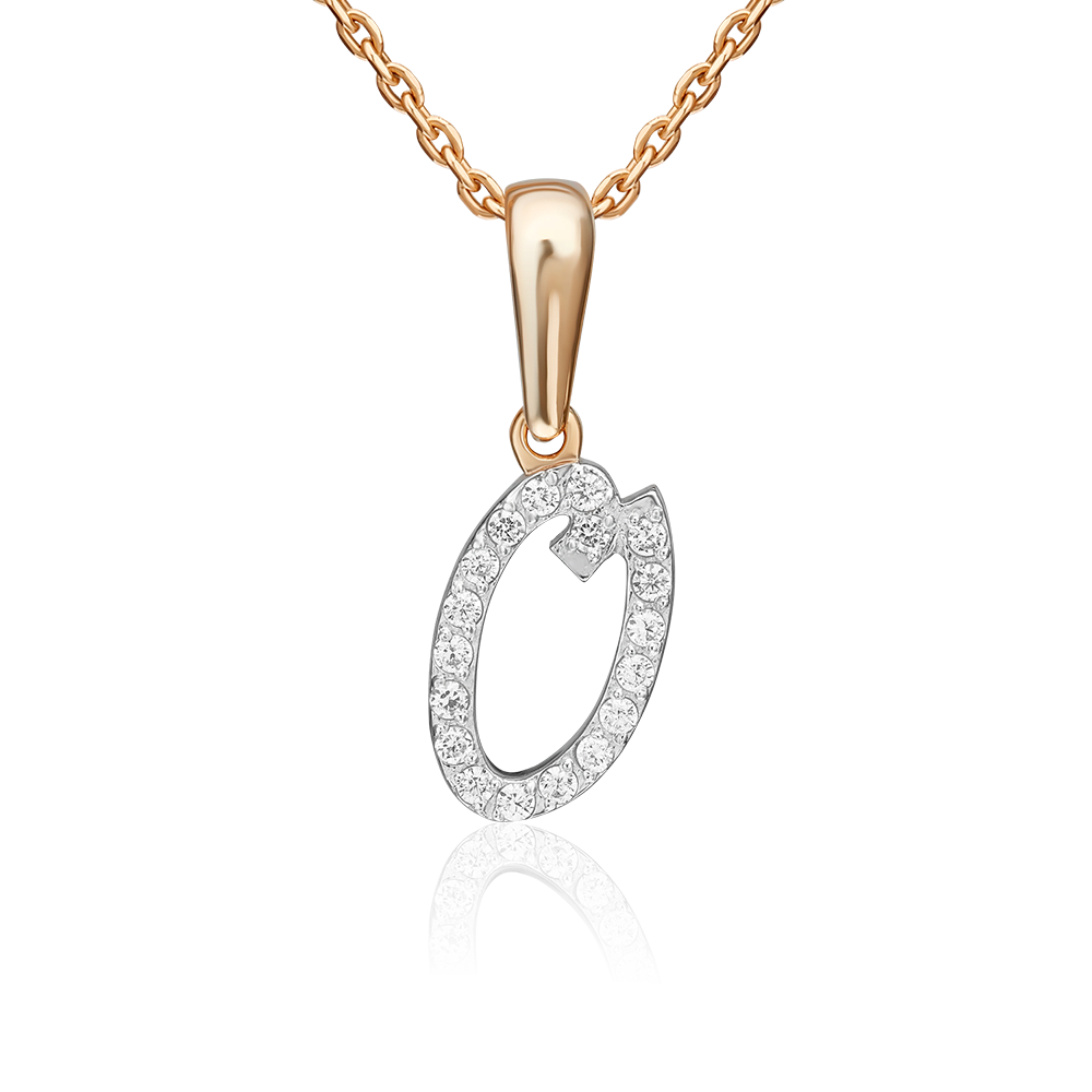 Подвеска «Буква О» из красного золота с фианитами 03-0495-О-401-1110-23