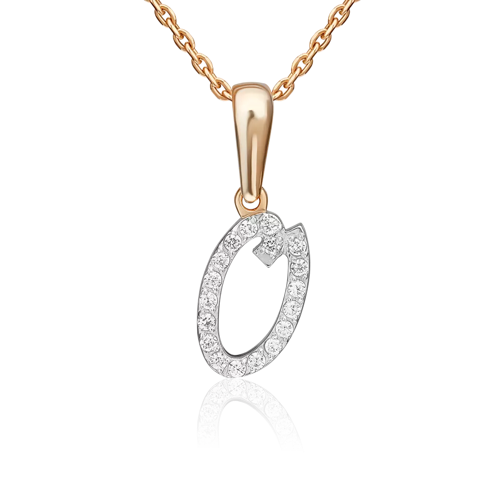 Подвеска «Буква О» из красного золота с фианитами 03-0495-О-401-1110-23