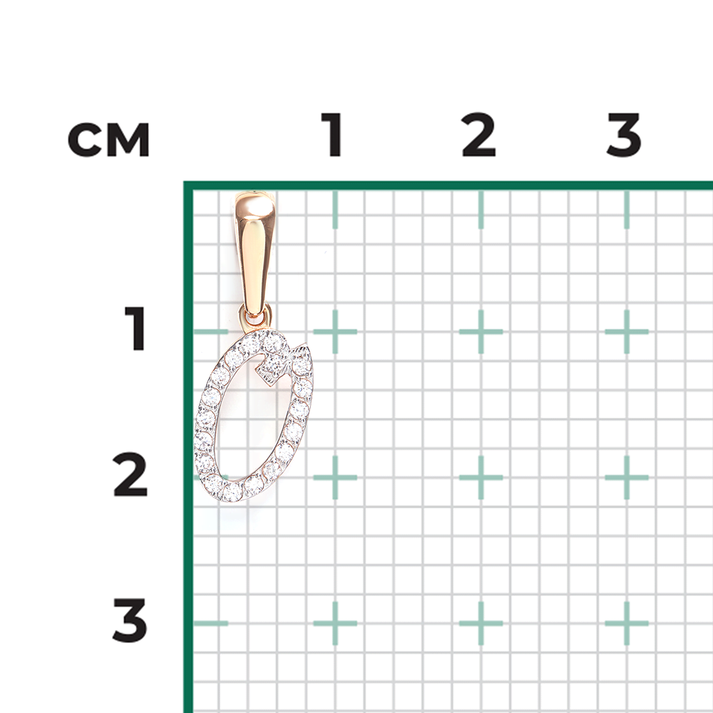 Подвеска «Буква О» из красного золота с фианитами 03-0495-О-401-1110-23