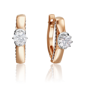 Серьги с английским замком из комбинированного золота с бриллиантом 02-4227-00-101-1111-30
