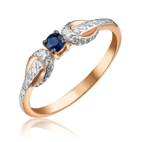 Кольцо из красного золота с сапфиром и бриллиантами 01-1584-00-105-1110-30