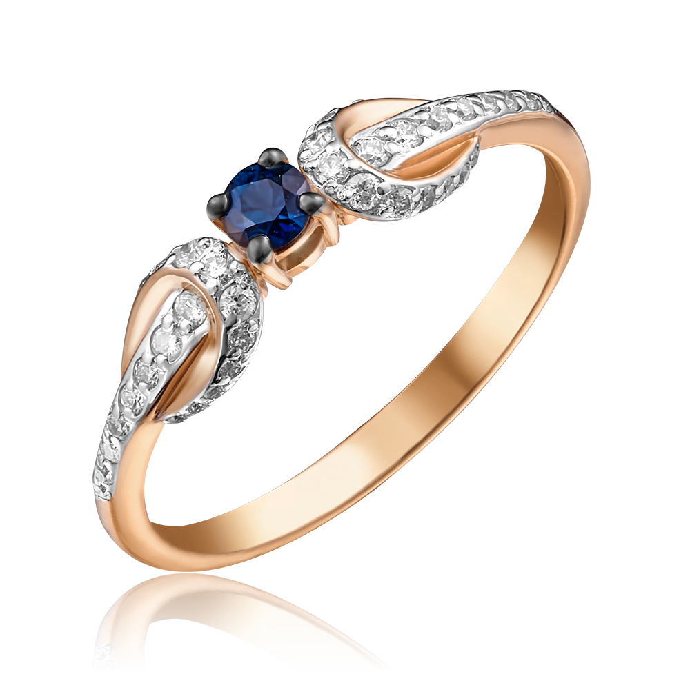 Кольцо из красного золота с сапфиром и бриллиантами 01-1584-00-105-1110-30