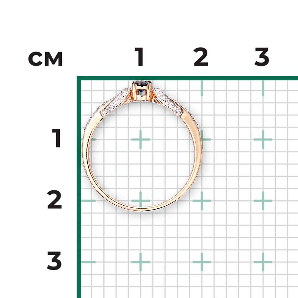 Кольцо из красного золота с сапфиром и бриллиантами 01-1584-00-105-1110-30