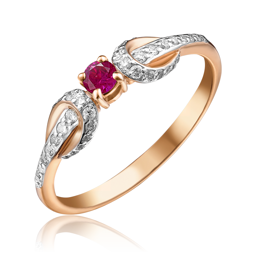 Кольцо из красного золота с рубином и бриллиантами 01-1584-00-107-1110-30