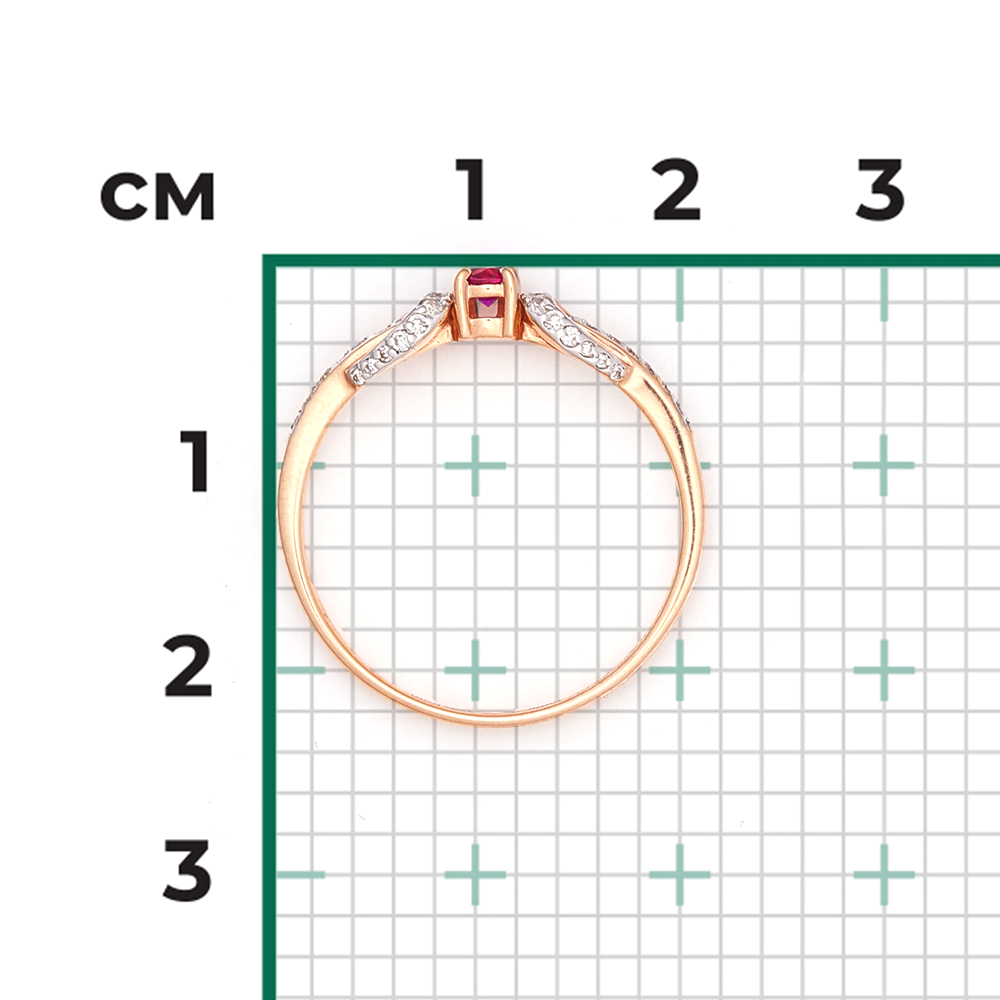 Кольцо из красного золота с рубином и бриллиантами 01-1584-00-107-1110-30