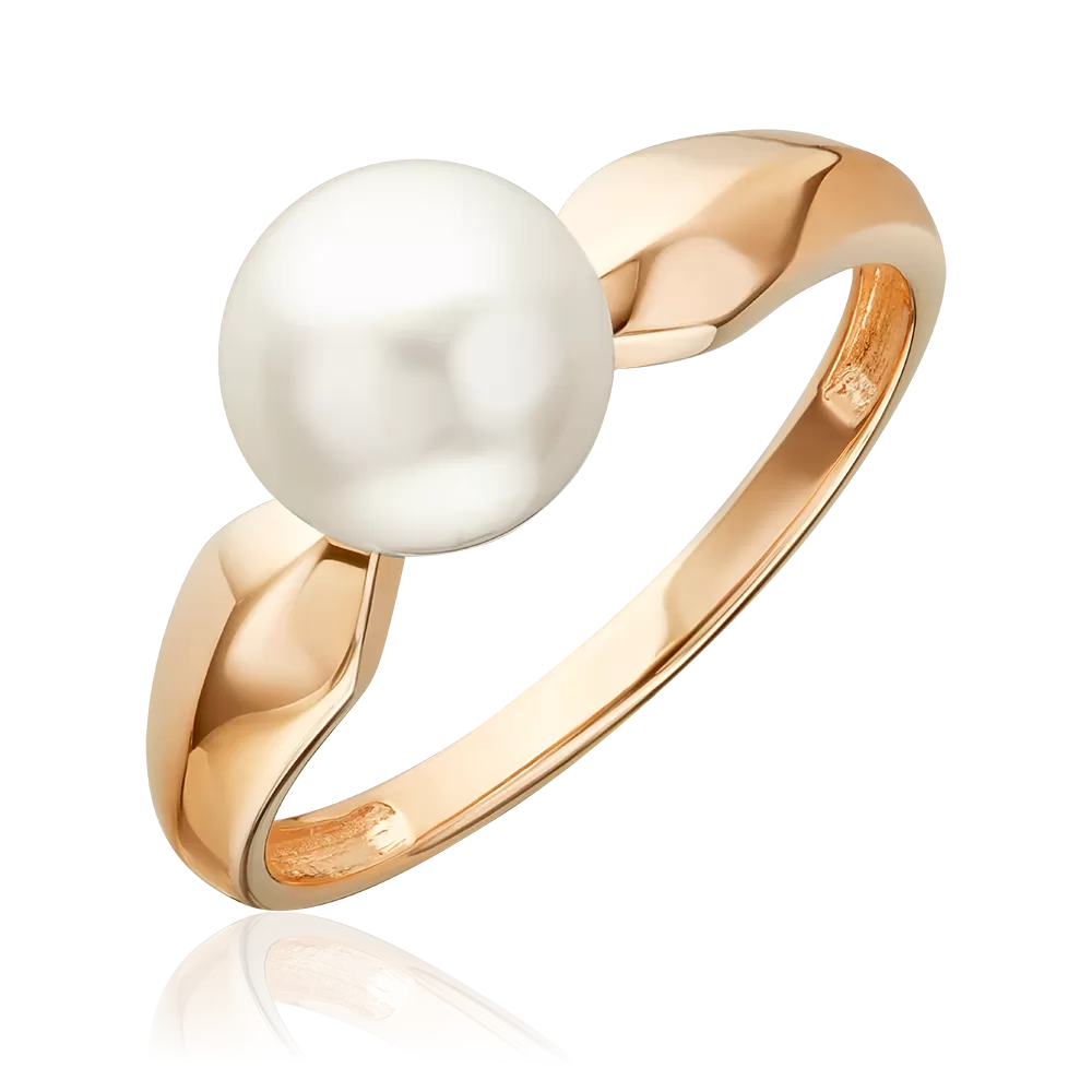 Кольцо из красного золота с жемчугом культивированным 01-5964-00-301-1110