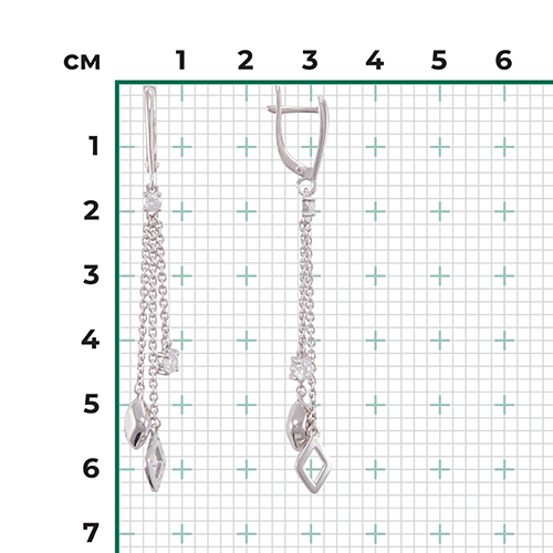 Серьги с английским замком из серебра с фианитами 02-4443-00-401-0200-69