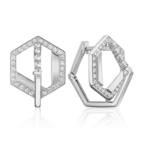 Серьги с английским замком из серебра с фианитами 02-5139-00-401-0200