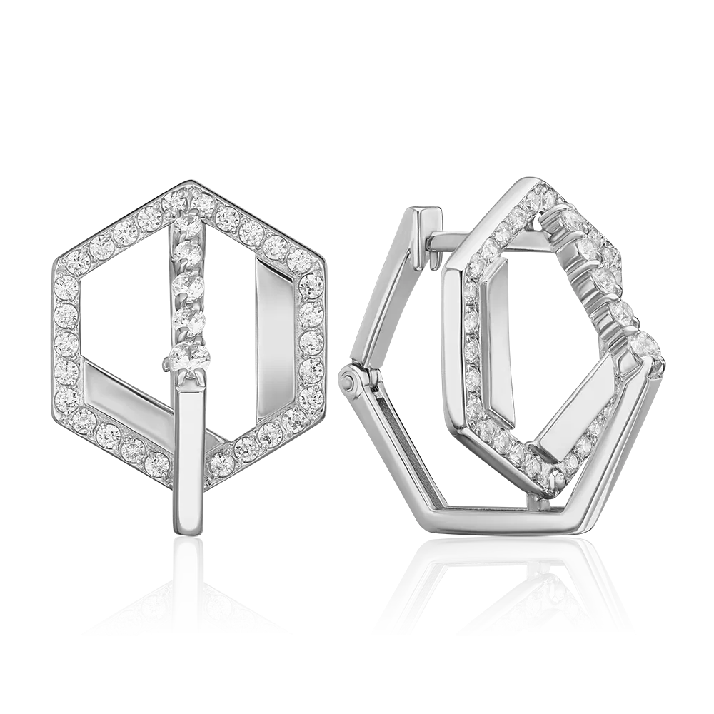 Серьги с английским замком из серебра с фианитами 02-5139-00-401-0200