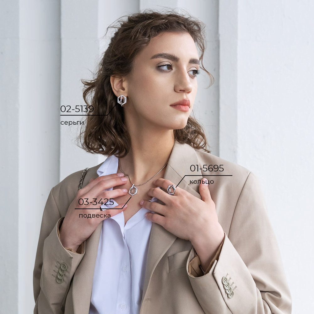 Серьги с английским замком из серебра с фианитами 02-5139-00-401-0200
