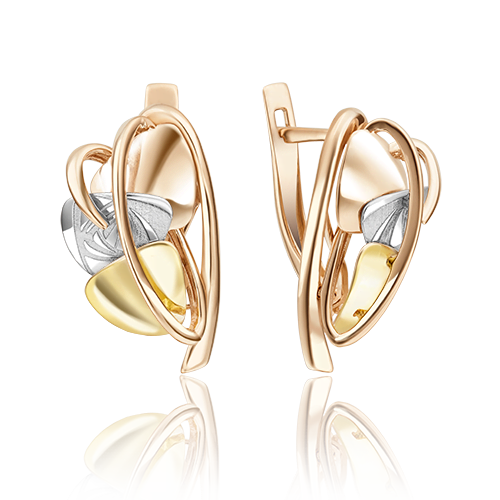 Серьги с английским замком из комбинированного золота 02-4043-00-000-1140-48