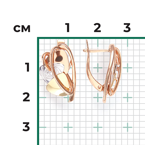 Серьги с английским замком из комбинированного золота 02-4043-00-000-1140-48