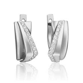 Серьги с английским замком из белого золота с фианитами 02-4579-00-401-1120-24