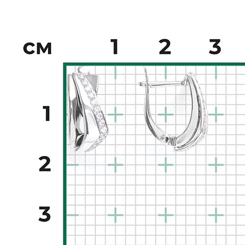 Серьги с английским замком из белого золота с фианитами 02-4579-00-401-1120-24
