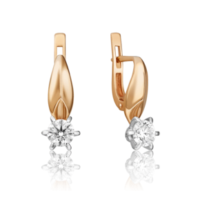 Серьги с английским замком из комбинированного золота с бриллиантом 02-0490-00-101-1111-30