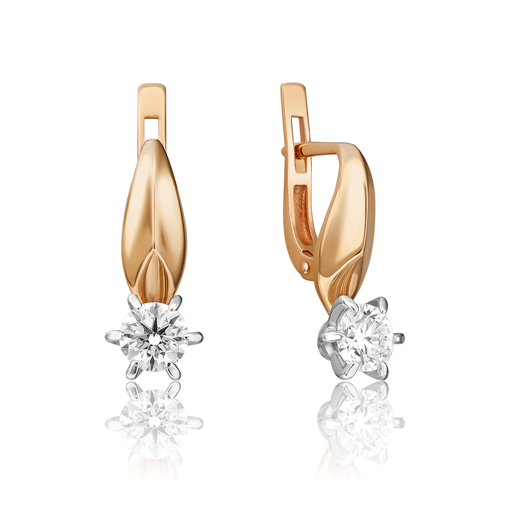 Серьги с английским замком из комбинированного золота с бриллиантом 02-0490-00-101-1111-30