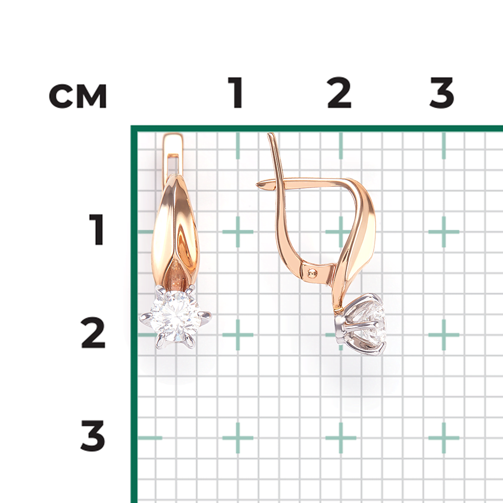 Серьги с английским замком из комбинированного золота с бриллиантом 02-0490-00-101-1111-30