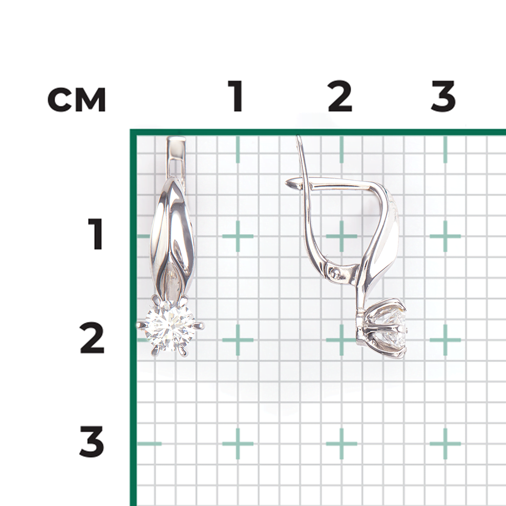 Серьги с английским замком из белого золота с бриллиантом 02-0491-00-101-1120-30