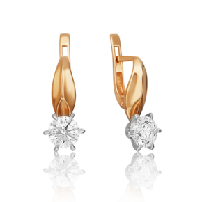 Серьги с английским замком из комбинированного золота с бриллиантом 02-0498-00-101-1111-30