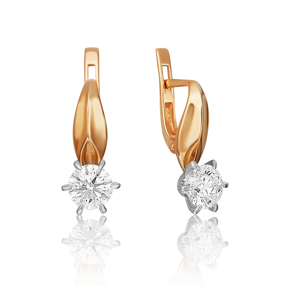 Серьги с английским замком из комбинированного золота с бриллиантом 02-0498-00-101-1111-30