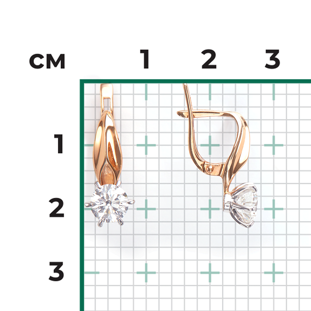 Серьги с английским замком из комбинированного золота с бриллиантом 02-0498-00-101-1111-30