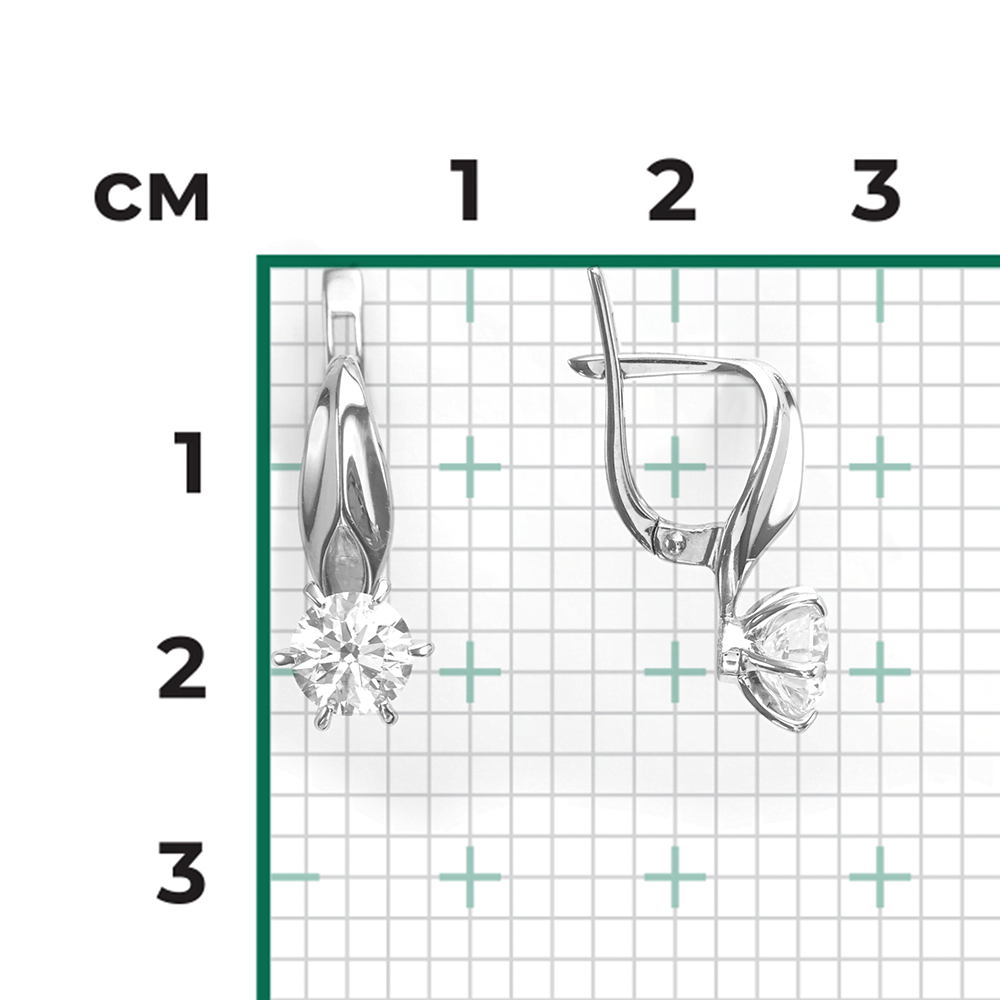 Серьги с английским замком из белого золота с бриллиантом 02-0499-00-101-1120-30