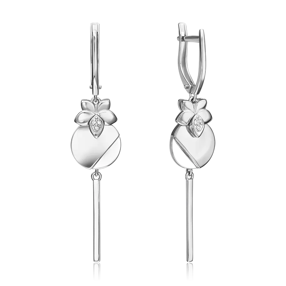 Серьги с английским замком из белого золота с бриллиантами 02-5016-00-101-1120