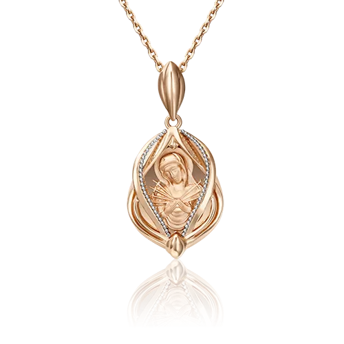 Иконка «Божия Матерь Семистрельная» из комбинированного золота 03-3013-00-000-1111-42