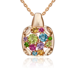 Подвеска из красного золота с миксом камней 03-3567-00-717-1110