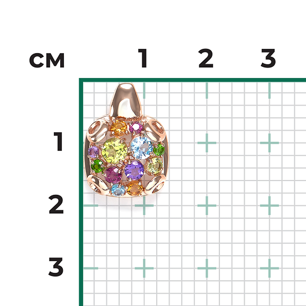 Подвеска из красного золота с миксом камней 03-3567-00-717-1110