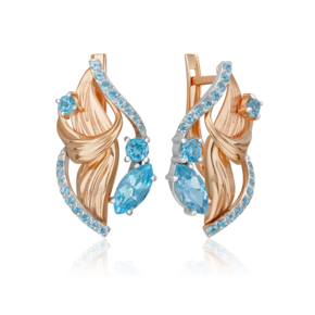 Серьги «Стихия Воды» с английским замком из комбинированного золота с топазами 02-5165-00-201-1111