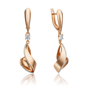 Серьги с английским замком из комбинированного золота с фианитом 02-4520-00-501-1111-38