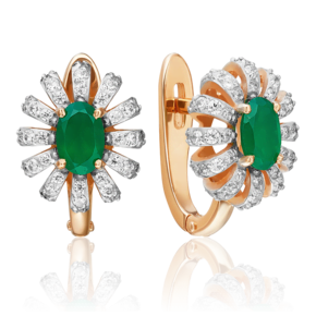 Серьги с английским замком из красного золота с халцедоном и фианитами 02-3487-00-275-1110-47