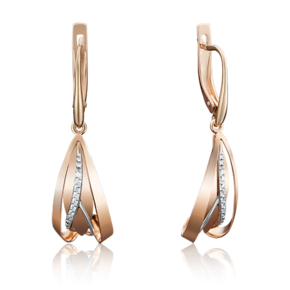 Серьги с английским замком из красного золота с фианитами 02-3953-00-401-1110-48