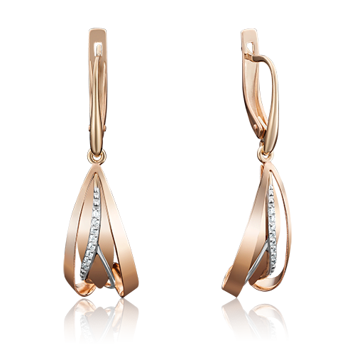 Серьги с английским замком из красного золота с фианитами 02-3953-00-401-1110-48