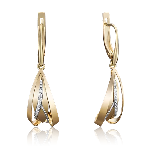 Серьги с английским замком из лимонного золота с фианитами 02-3953-00-401-1130-48