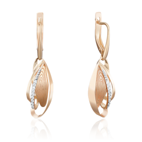 Серьги с английским замком из красного золота с фианитами 02-3957-00-401-1110-48