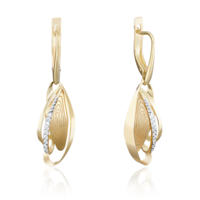 Серьги с английским замком из лимонного золота с фианитами 02-3957-00-401-1130-48