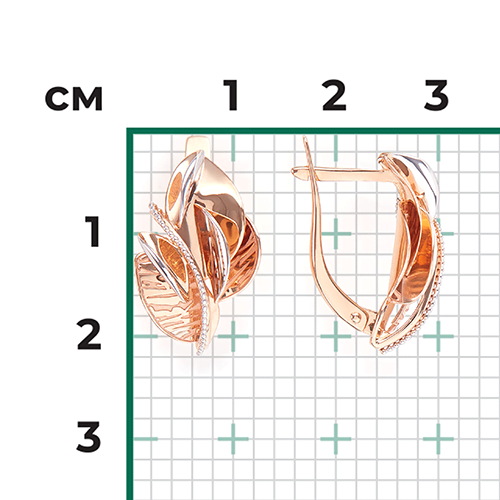 Серьги с английским замком из красного золота 02-4131-00-000-1110-48