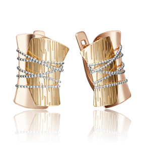 Серьги с английским замком из комбинированного золота 02-4142-00-000-1113-48