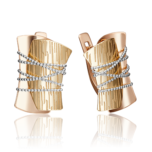 Серьги с английским замком из комбинированного золота 02-4142-00-000-1113-48