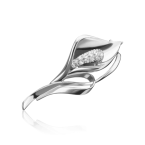 Брошь «Калла» из белого золота с фианитами 04-0211-00-401-1120-23