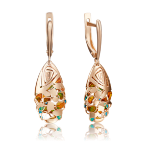 Серьги с английским замком из красного золота с эмалью 02-4125-00-000-1110-48