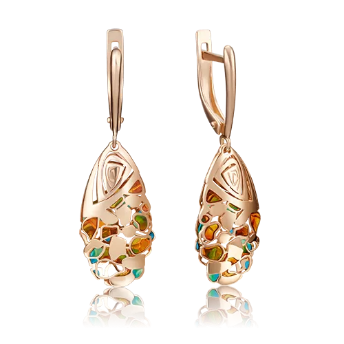 Серьги с английским замком из красного золота с эмалью 02-4125-00-000-1110-48