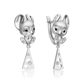 Серьги «Мыши» с английским замком из серебра с эмалью 02-4978-00-000-0200