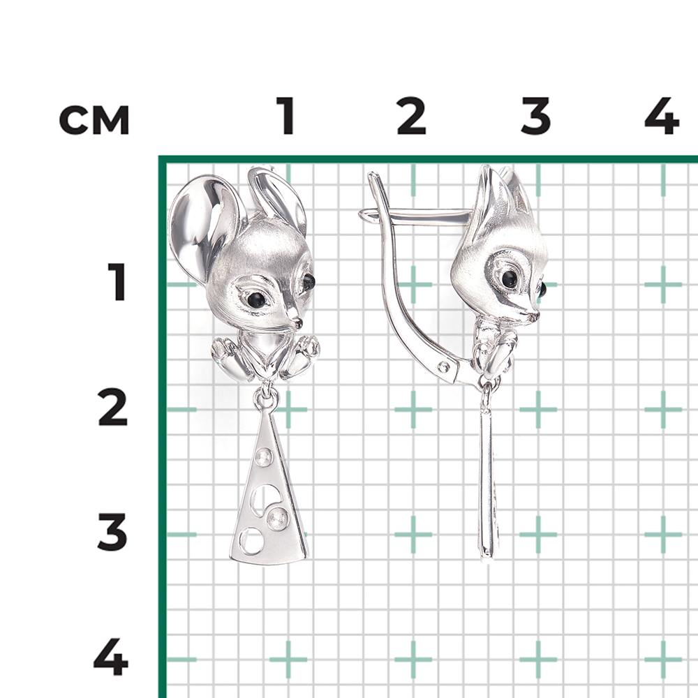 Серьги «Мыши» с английским замком из серебра с эмалью 02-4978-00-000-0200