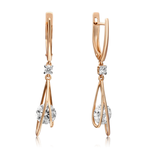 Серьги с английским замком из красного золота с фианитами 02-4564-00-401-1110